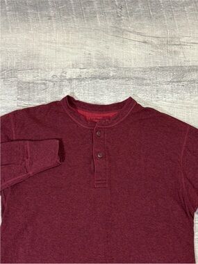 LL Bean Wool Blend Henley Thermal Shirt Maroon Lg Long Sleeve Traditional Fit